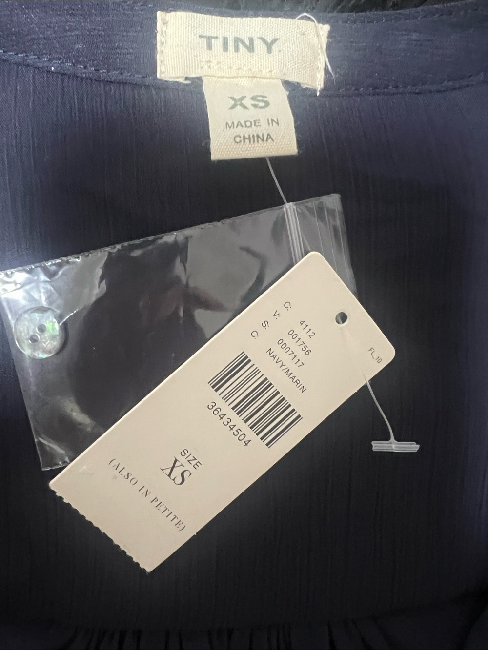 Anthropologie Tiny Paix Embroidered Blouse Navy XS NWT - Picture 5 of 7